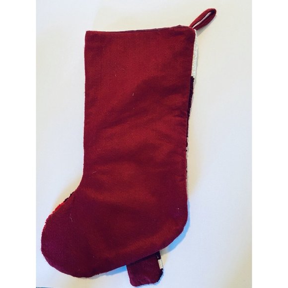 Sugar Plum Dreams Snowman Face Chenille Christmas Stocking Red White 19” - Picture 5 of 8